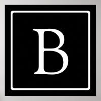 Einfache klassische Monogramm | Schwarz mit weißem