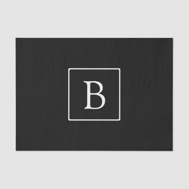 Einfache klassische Monogramm | Schwarz mit weißem Seidenpapier (Vorderseite)