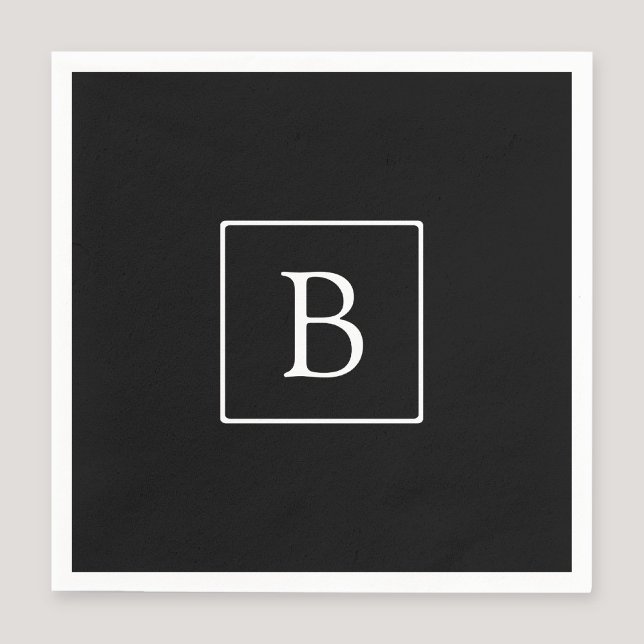 Einfache klassische Monogramm | Schwarz mit weißem Serviette (Von Creator hochgeladen)