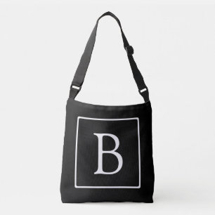 Einfache klassische Monogramm Schwarz mit weißem Tragetaschen Mit Langen Trägern