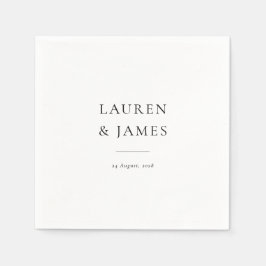 Einfache klassische Paarnamen- und Datum-Hochzeit Serviette
