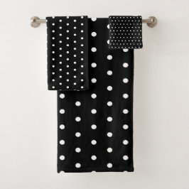 Einfache klassische Polka Dots Schwarz und Weiß Badhandtuch Set