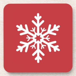 Einfache klassische Rot-Weiß-Weihnachtsschneeflock Getränkeuntersetzer