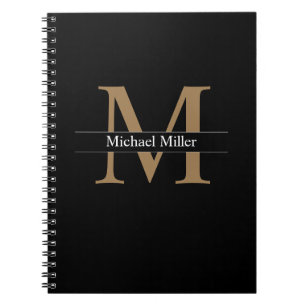 Einfache klassische Schwarz-Gold-Monogramm Notizblock
