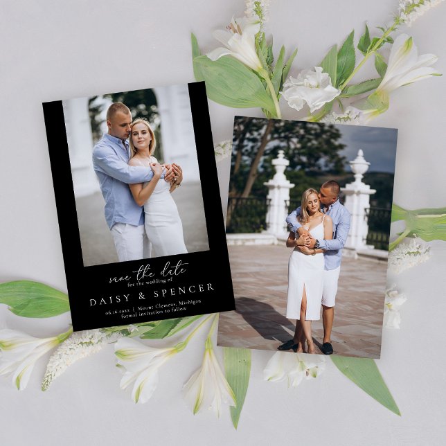 Einfache klassische Schwarz Moderne Foto Hochzeit Save The Date (Von Creator hochgeladen)