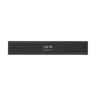Einfache klassische Schwarz-Weiß-Monogramm-Hochzei Einladungsbanderole