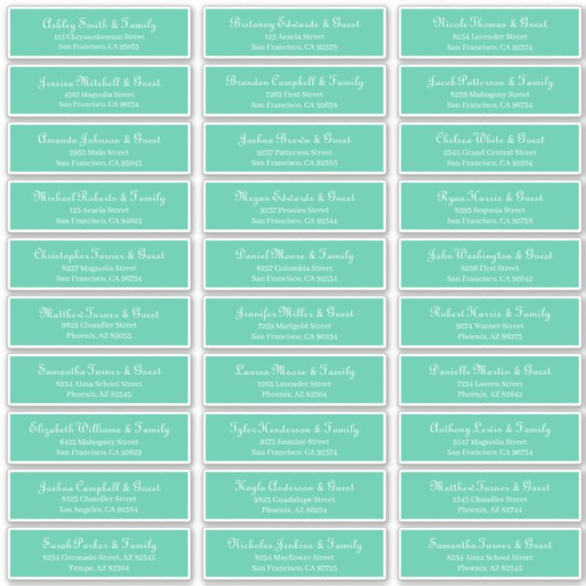 Einfache klassische Script-Adresse für Hochzeiten Aufkleber (Vorderseite)