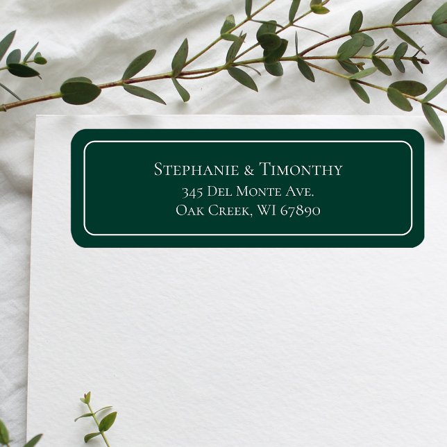 Einfache klassische Smarald Green Wedding-Adresse (Effortlessly manage wedding correspondence with our simple return labels, ensuring seamless mailing.)