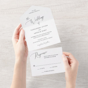Einfache klassische traditionelle formale Hochzeit All In One Einladung