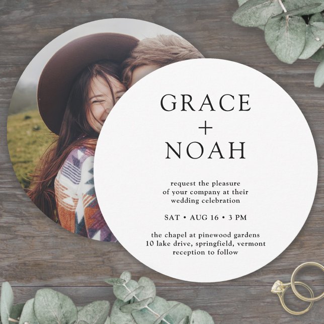 Einfache klassische Typografie & Foto Minimale Hoc Einladung (Von Creator hochgeladen)