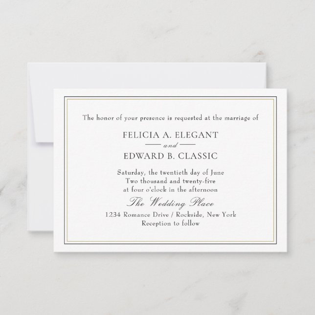 Einfache klassische typografische Hochzeitseinladu Einladung (Vorderseite)