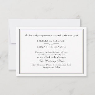 Einfache klassische typografische Hochzeitseinladu Einladung