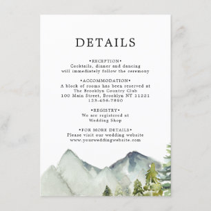 Einfache klassische Waldgebirge - Hochzeitdetails Begleitkarte