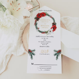 Einfache klassische Weihnachten Moderne Hochzeit A All In One Einladung