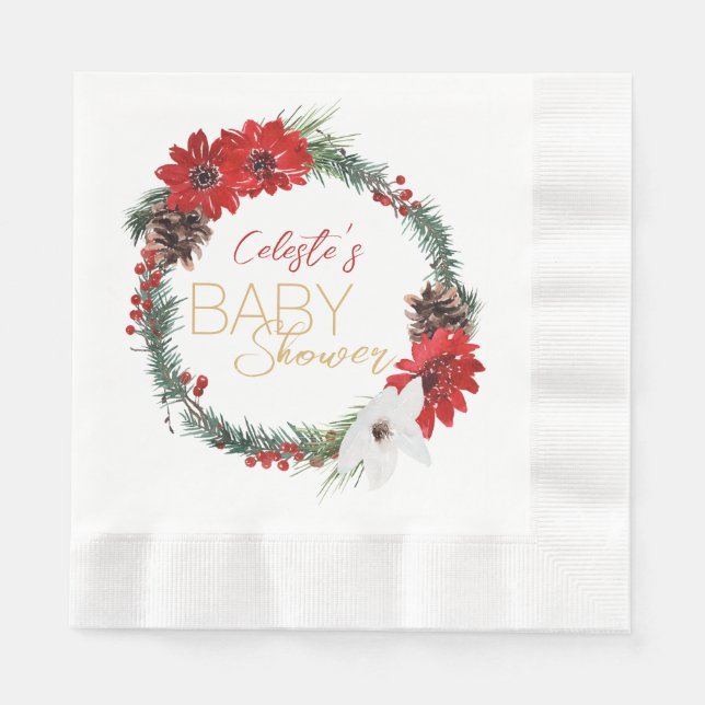 Einfache klassische Weihnachtsdusche White Baby Na Serviette (Vorderseite)