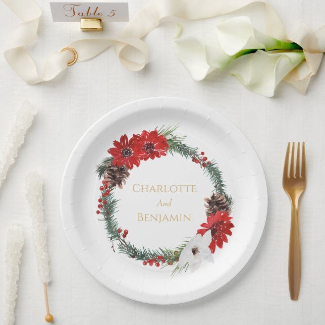 Einfache klassische Weihnachtsfeier Pappteller (Hochzeit)