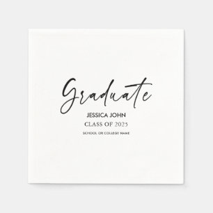 Einfache klassische weiße Abschlussfeier Graduieru Serviette
