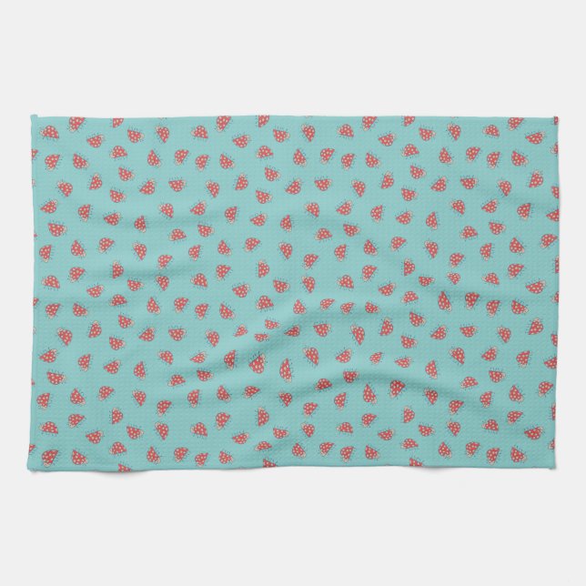 Einfache kleine Ladybude auf aquamarinem Hintergru Geschirrtuch (Horizontal)
