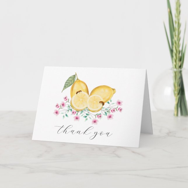 Einfache kleine Süsse Lemon Citrus Baby Dusche Dankeskarte (Vorderseite)