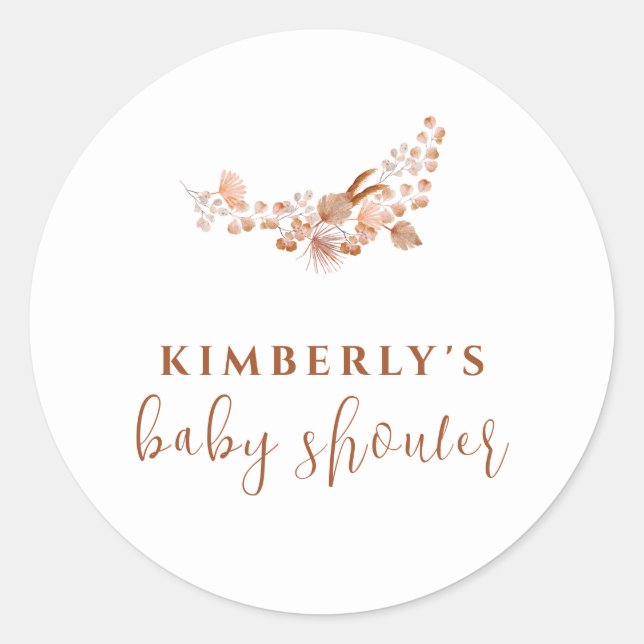 Einfache Kleine Wildblume Boho Kinderdusche Runder Aufkleber (Vorderseite)