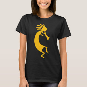 Einfache Kokopelli-Zeichnung in Gelborange T-Shirt