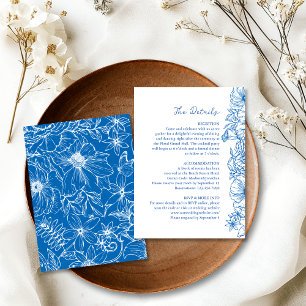 Einfache königliche blaue Blumen-Garten-Hochzeitsd Begleitkarte