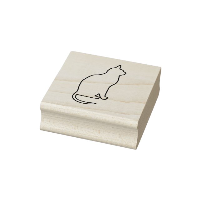 Einfache Kontur einer Sitting Cat Rubber Art Brief Gummistempel (Stempel)