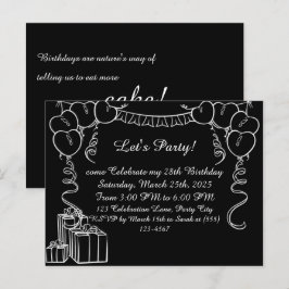 Einfache Kontur Einladung Geburtstag Postkarte