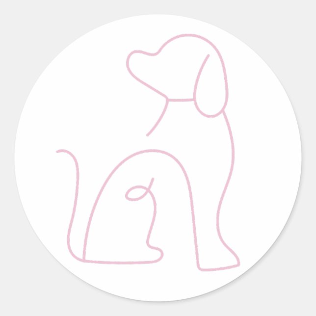 Einfache Kontur für Hunde Runder Aufkleber (Vorderseite)