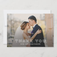 Einfache Kontur Hochzeit Vielen Dank Fotokarte Wei
