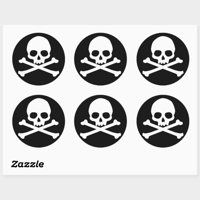 Einfache Kopfhaut und Crossbones Klassischer Runds Runder Aufkleber (Blatt)
