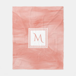 Einfache Korallenrosa Subtile Marmor Modernes Mono Fleecedecke