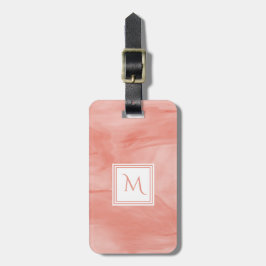 Einfache Korallenrosa Subtile Marmor Modernes Mono Gepäckanhänger