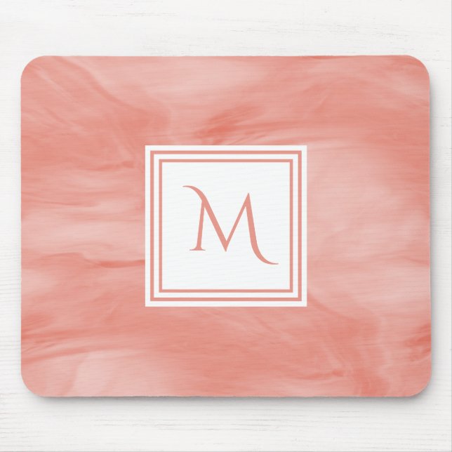 Einfache Korallenrosa Subtile Marmor Modernes Mono Mousepad (Vorne)