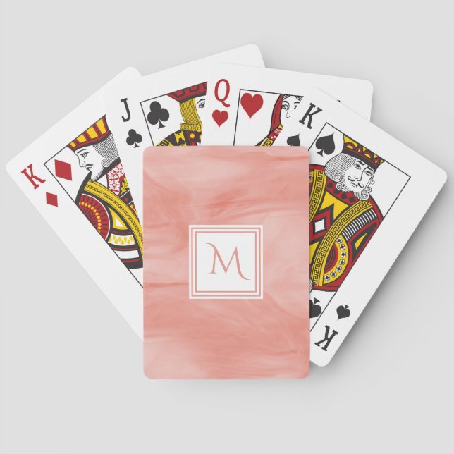 Einfache Korallenrosa Subtile Marmor Modernes Mono Spielkarten (Rückseite)