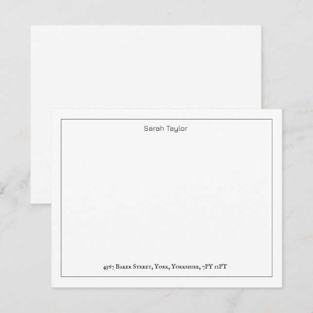 Einfache Korrespondenz Business Name Stationery Mitteilungskarte (Vorne/Hinten)