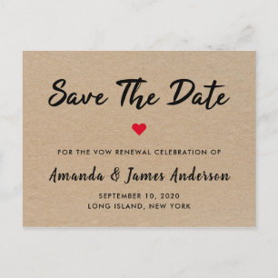 Einfache Kraft Gelübdeerneuerung Save The Date Postkarte