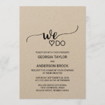 Einfache Kraft-Kalligrafie "We Do"-Hochzeit