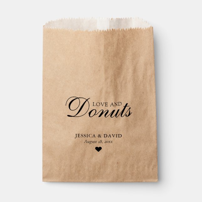 Einfache Kraft Paper Liebe und Donuts Hochzeit Geschenktütchen (Vorderseite)