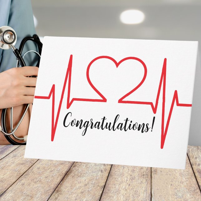 Einfache Krankenpflege an der medizinischen Schule Karte (Red Heart Beat EKG Line Card)