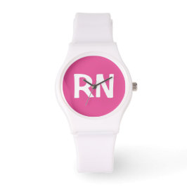 Einfache Krankenschwester Rosa und Weiß Armbanduhr