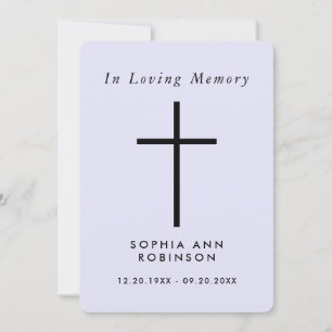 Einfache Kreuz Lila Lavendel Gedenk Moderne Karte