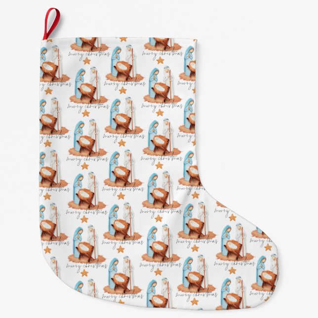 Einfache Krippe Drehbuch Frohe Weihnachten Großer Weihnachtsstrumpf (Vorderseite)