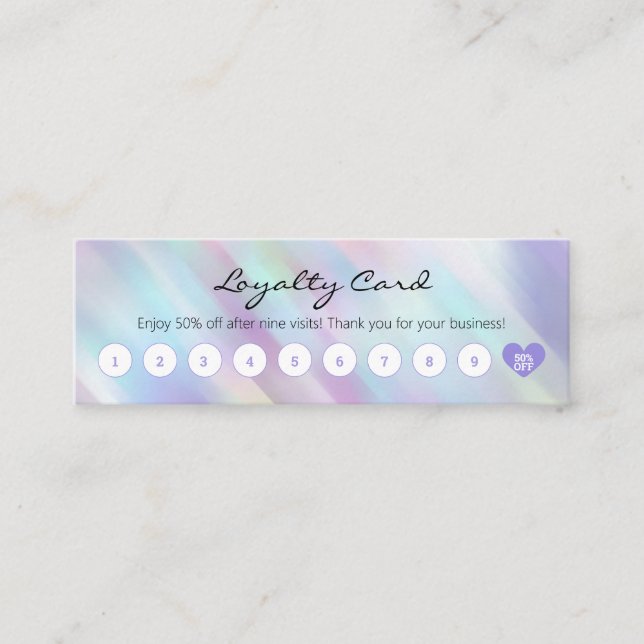 Einfache Kundenvergütung Pastel Holographic Lila Treuekarte (Vorderseite)
