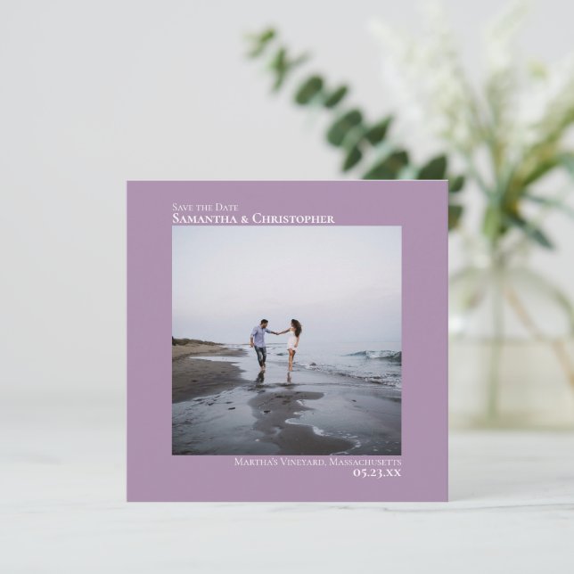 Einfache Künstlerische Minimal Foto Lavendel Hochz Save The Date (Stehend Vorderseite)