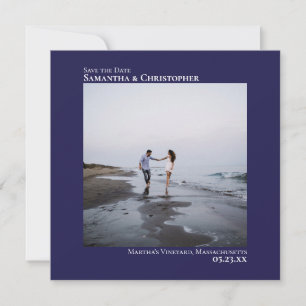 Einfache Künstlerische Minimal Square Foto Navy Ho Save The Date