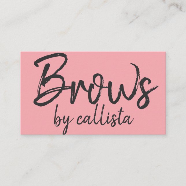 Einfache Künstlerische Schwarzrosa Typografie Brow Visitenkarte (Vorderseite)