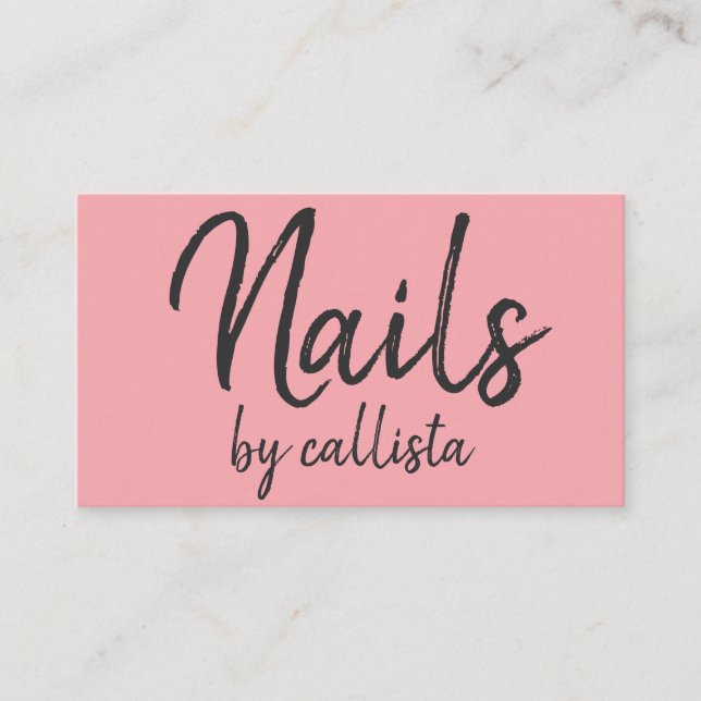Einfache Künstlerische Schwarzrosa Typografie Nail Visitenkarte (Vorderseite)