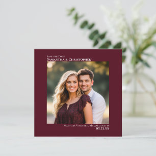 Einfache Kunstvolle Minimale Burgunder-Hochzeitsfo Save The Date