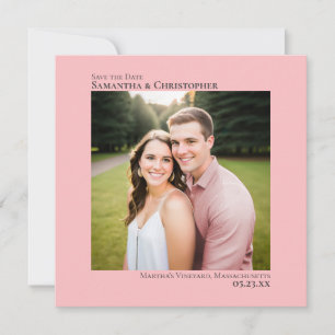Einfache Kunstvolle Minimale Foto-Rosa-Hochzeit Save The Date